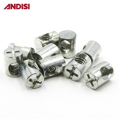 Meubelen M6 M8 Cross Head Phillips Drive Embedded Barrel Nut met zinkgeplatte afwerking