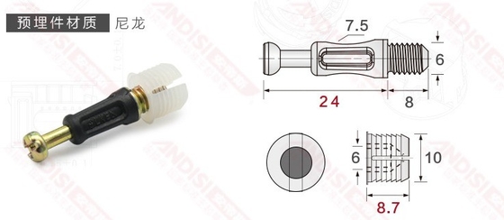 Home Office Kabinet Connector 3 in 1 Mini Fix Screw Cam Lock met Zink Alloy Nut