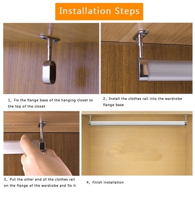 Postverpakking Zinklegering Kledingkast Hanger Rod Pipe Brackets voor Garderobe Tube End Support