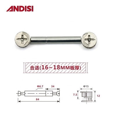 Mini Fix Cam Double End Bolt Gedrukt Schroef Modern Ontwerp voor Andere Meubel Hardware