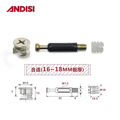Postverpakking 3-IN-1 Houten kast verbinding Cam Lock Nut en Bolt MINI FIX