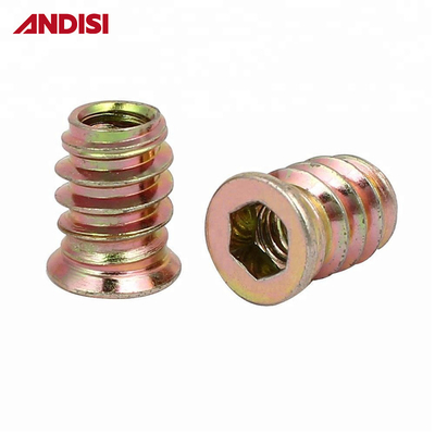 Postverpakking Y Hex Drive Bevestiging Gedrukt Insert Houten meubels Schroef Insert Nut