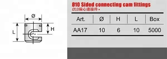 10 mm Cam Bolt en M6 Dowel Meubel Connector voor Home Office Excentric Cam Schroeven